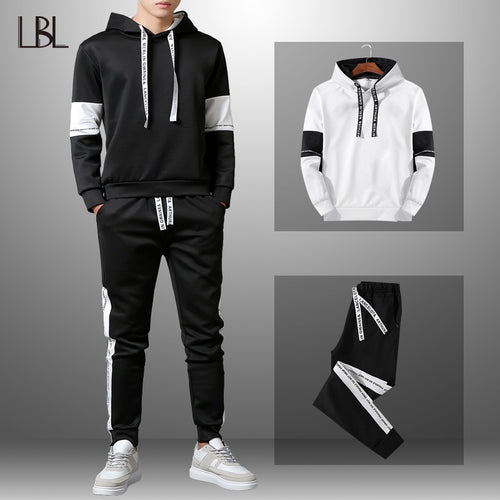 LBL Patchwork Men's Tracksuit Sportswear Autumn Mens Hoodie Set Spring Fashion Letter Printed Sweatsuit Male Trainingspak Mannen