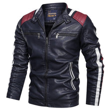 Load image into Gallery viewer, 2019 Autumn Winter Men&#39;s Leather Jacket Casual Fashion Stand Collar Motorcycle Jacket Men Slim Style Quality Leather Jacket Men