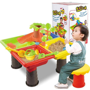 Kids Summer Outdoor Beach Sandpit Toys Sand Bucket Water Wheel Table Play Set Toys Children Learning Education Toy Baby Birthday