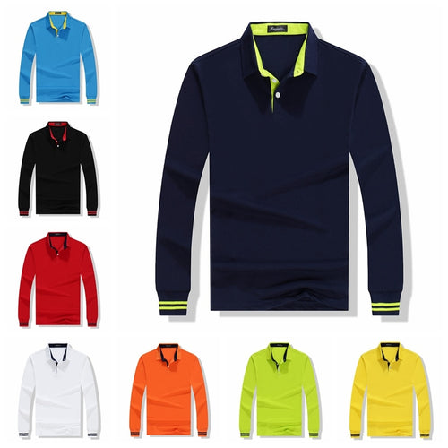 Fall Breathable Cotton Slim Polo Shirt Men Long Sleeve Fashion Collar Fitness Solid Male Golf Solid Color Workwear Customization