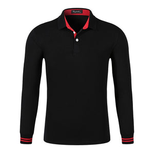 Fall Breathable Cotton Slim Polo Shirt Men Long Sleeve Fashion Collar Fitness Solid Male Golf Solid Color Workwear Customization
