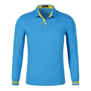 Fall Breathable Cotton Slim Polo Shirt Men Long Sleeve Fashion Collar Fitness Solid Male Golf Solid Color Workwear Customization