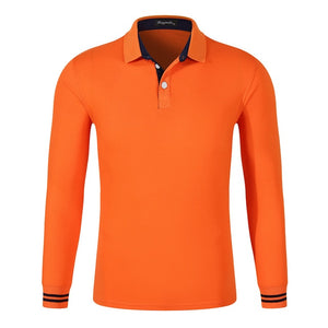 Fall Breathable Cotton Slim Polo Shirt Men Long Sleeve Fashion Collar Fitness Solid Male Golf Solid Color Workwear Customization