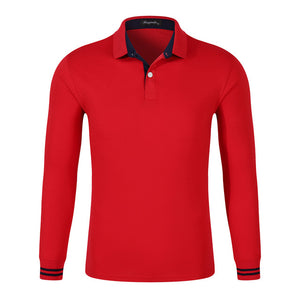 Fall Breathable Cotton Slim Polo Shirt Men Long Sleeve Fashion Collar Fitness Solid Male Golf Solid Color Workwear Customization