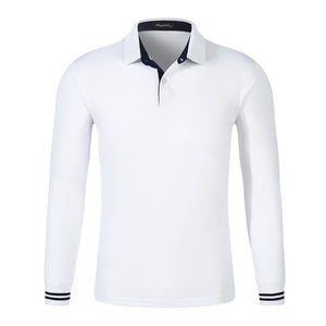 Fall Breathable Cotton Slim Polo Shirt Men Long Sleeve Fashion Collar Fitness Solid Male Golf Solid Color Workwear Customization
