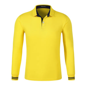 Fall Breathable Cotton Slim Polo Shirt Men Long Sleeve Fashion Collar Fitness Solid Male Golf Solid Color Workwear Customization