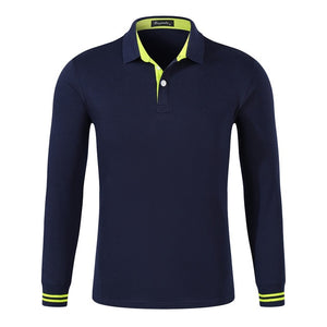 Fall Breathable Cotton Slim Polo Shirt Men Long Sleeve Fashion Collar Fitness Solid Male Golf Solid Color Workwear Customization