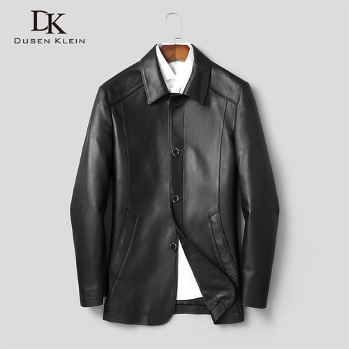 Men Genuine Leather Jacket Real Cow skin Jackets Casual Black Pockets 2019 Autumn New Jacket for Man j1909