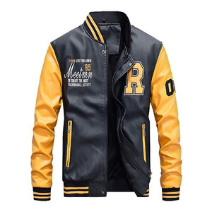 2019 New Fashion Men Leather Jacket Hit Color Boy Street wear Baseball Jackets Man Thick Coat Casual Jaqueta Masculina XT691