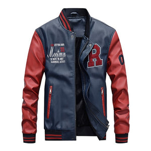 2019 New Fashion Men Leather Jacket Hit Color Boy Street wear Baseball Jackets Man Thick Coat Casual Jaqueta Masculina XT691