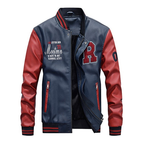 2019 New Fashion Men Leather Jacket Hit Color Boy Street wear Baseball Jackets Man Thick Coat Casual Jaqueta Masculina XT691